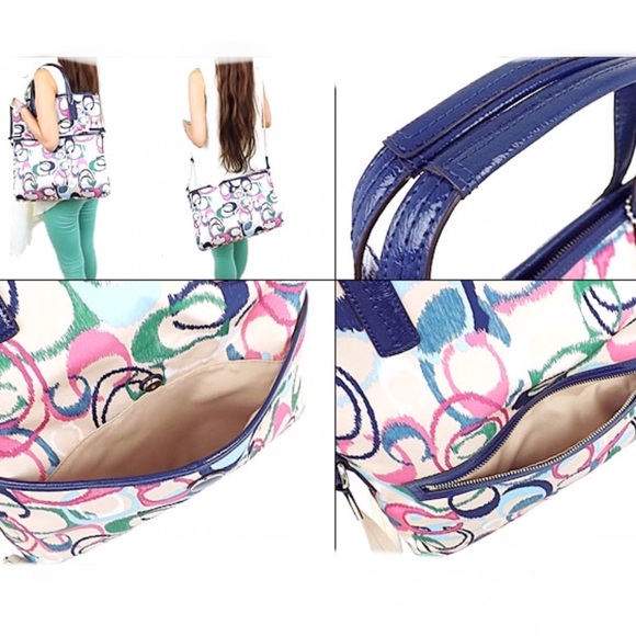 COACH Ikat Signature Foldover Tote ShoulderBag - Picture 4 of 5